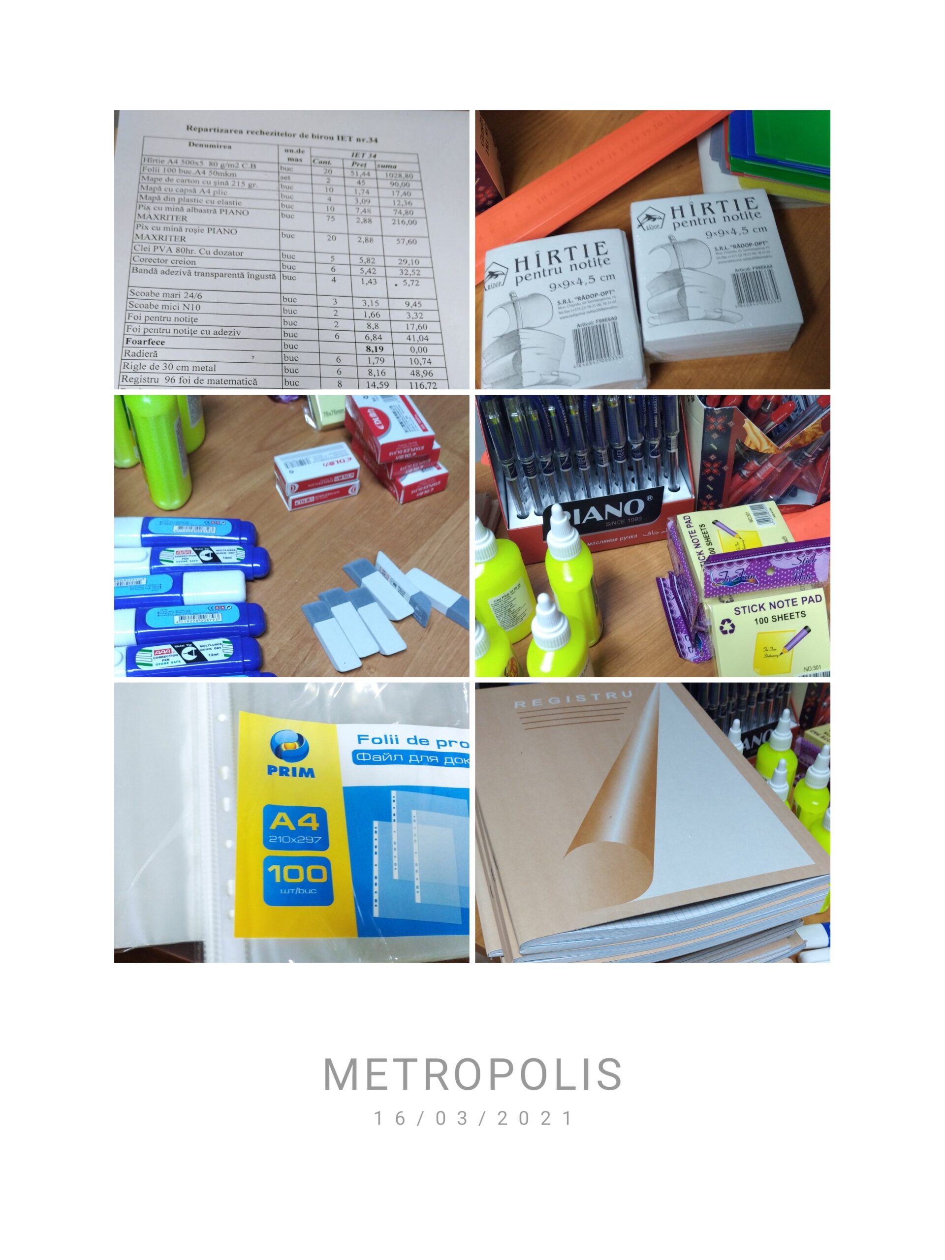 IET nr.34 a primit rechizite de birou pe 16.03.2021. Multumim DETS s. Buiucani